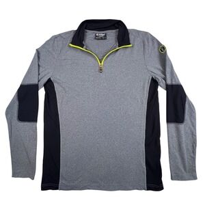 Killtec Athletic 1/4 Zip Shirt Men's LARGE‎ Grey Black Long Sleeve Performance